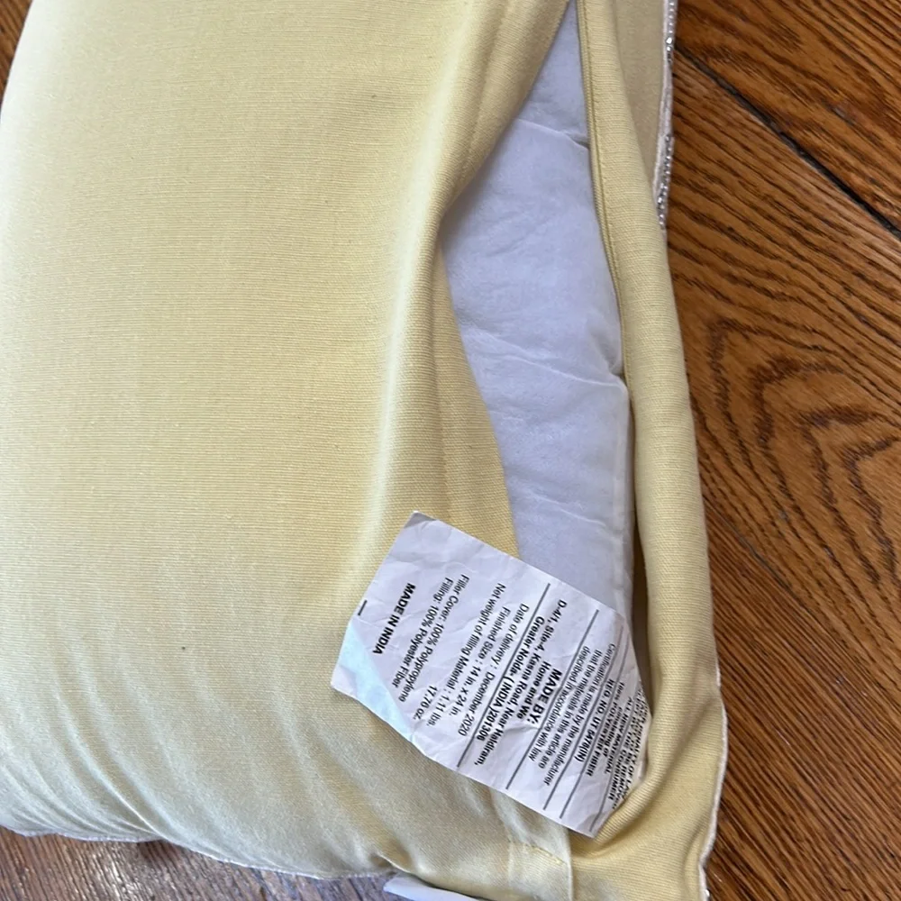 Artistic Accents 14”x24” accent pillow with silver beads and white pearl beads.